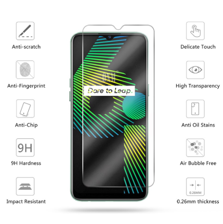 Kính cường lực trong suốt Realme 6i (Kèm miếng lau)