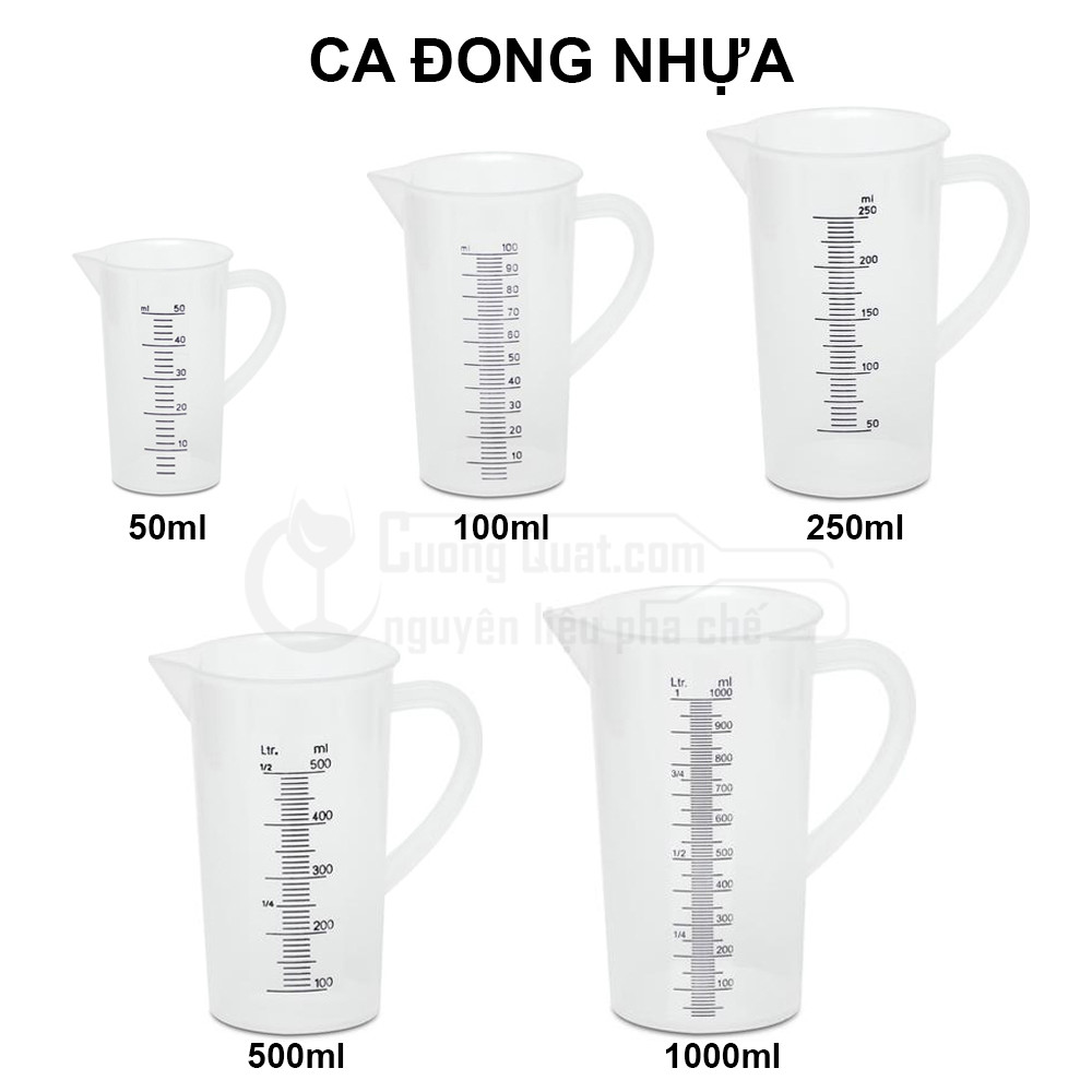 Ca đong định lượng pha chế nhựa dày đủ size