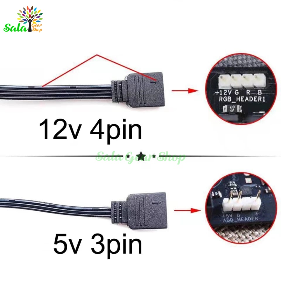Cáp nối dây LED 5v 3pin - 12v 4pin