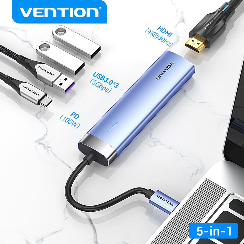 Vention 8 in 1 hub type C to HDMI RJ45 SD TF USB 3.0 Type C adapter hub for MacBook Nintendo Huawei HP Lenovo USB C hub