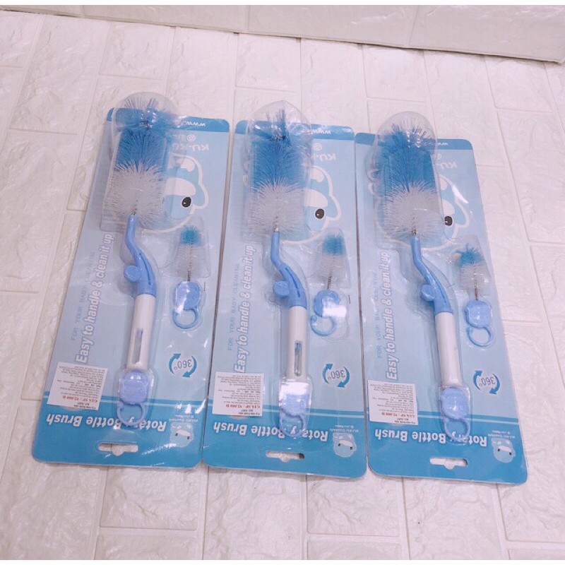 [Xài Cực Bền] Bộ Cọ Rửa Bình Sữa 2 Chi Tiết Có Tay Xoay 2 Chiều (Chính Hãng Kuku)