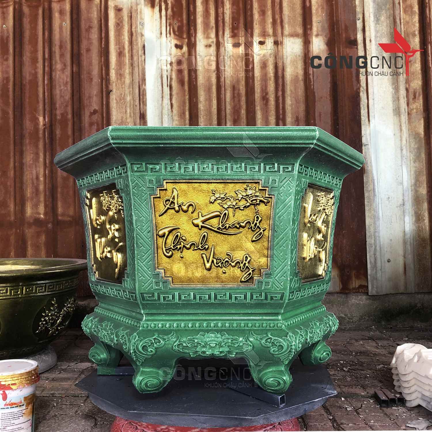Khuôn Đúc Chậu Lục Giác 60 Chân Liền