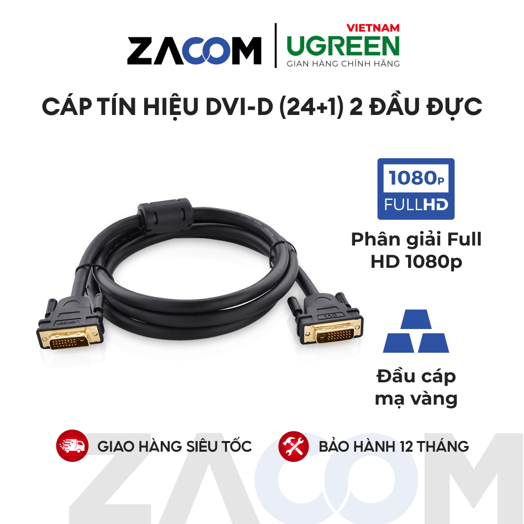 [HCM]Cáp tín hiệu DVI-D (24+1) 2 đầu đực dài 2m UGREEN DV101 11604