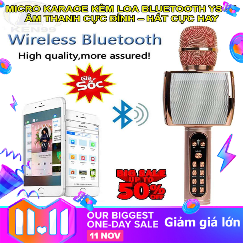 Micro karaoke bluetooth cho điện thoại,micro karaoke bluetooth,micro KARAOKE 3IN1 WSTER YS-91,micro cầm tay không dây,Mic Hát Karaoke Mini Hát-Bảo hành 12 tháng.