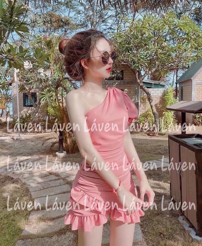 [HCM]Đầm lệch vai phối nơ bên hông
