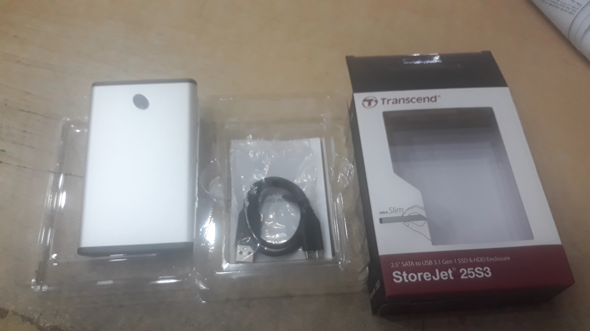 Hộp đựng ổ cứng HDD Box 2.5" Transcend 25S3 (Bạc) Chính Hãng