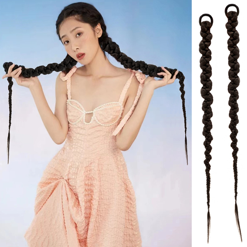 Tóc giả tết thắt bính dài 70cm j701 ❤️freeship❤️ tóc tết thắt bính, tóc giả thắt bím