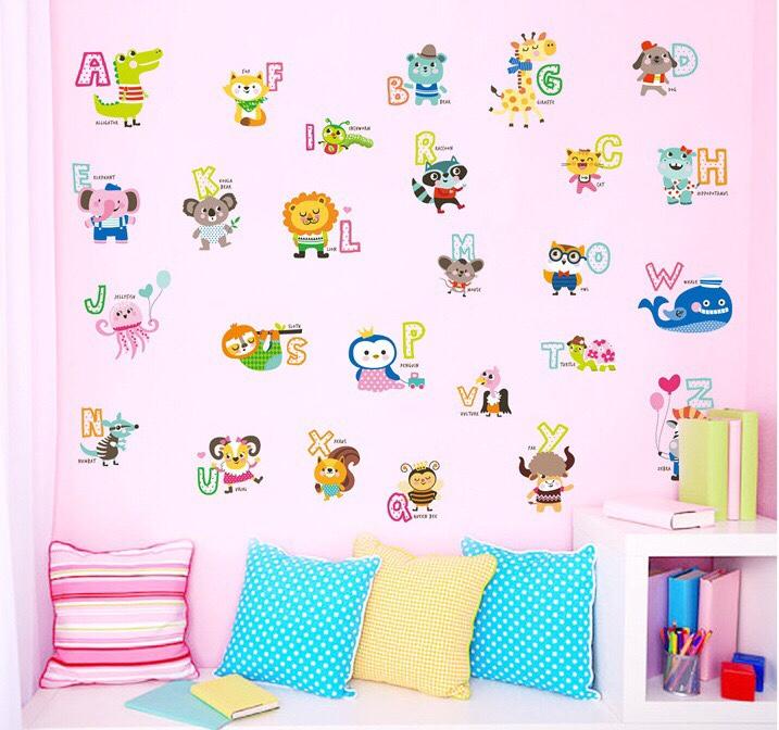 [HCM]Decal dán tường hình thú kèm chữ cái