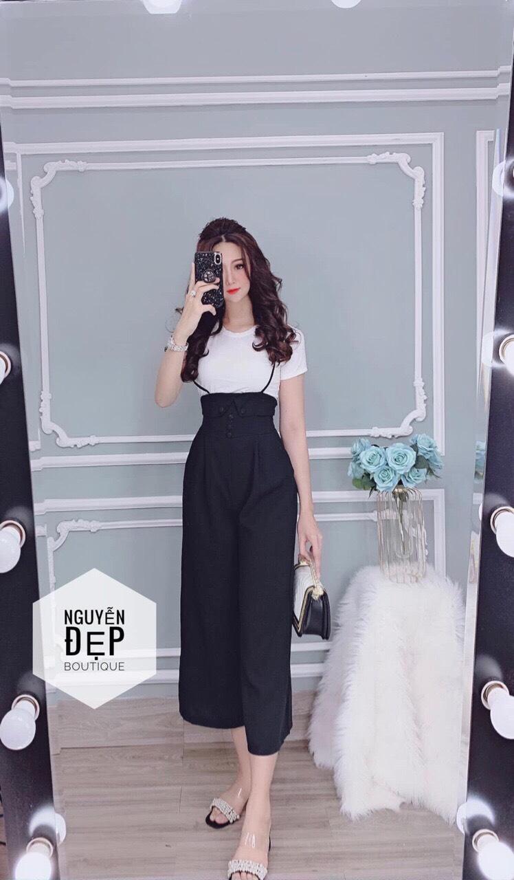 [HCM]Sét yếm nữ quần dài ống rộng +áo thun