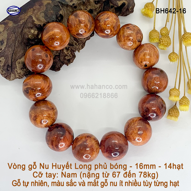 Vòng Tay Gỗ Nu Huyết Long - đem lại tài lộc, sức khỏe, bình an [BH642] HAHANCO