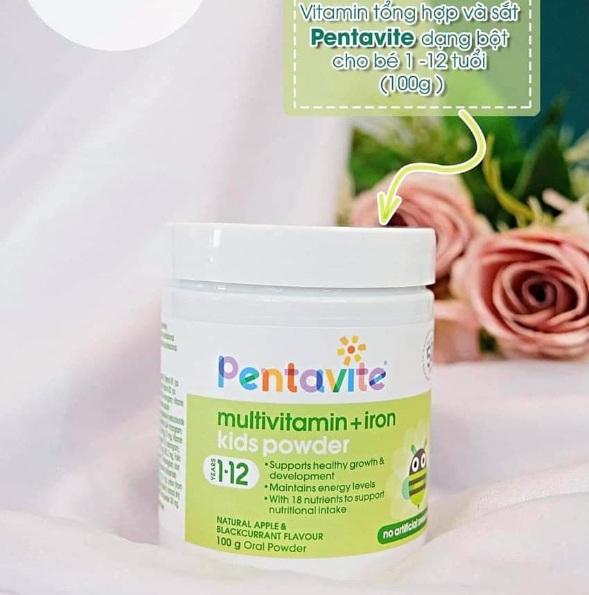 Pentavite Multivitamin + Iron Kids Powder VITAMIN DẠNG BỘT100g - CHO BÉ DƯỚI 12 TUỔI