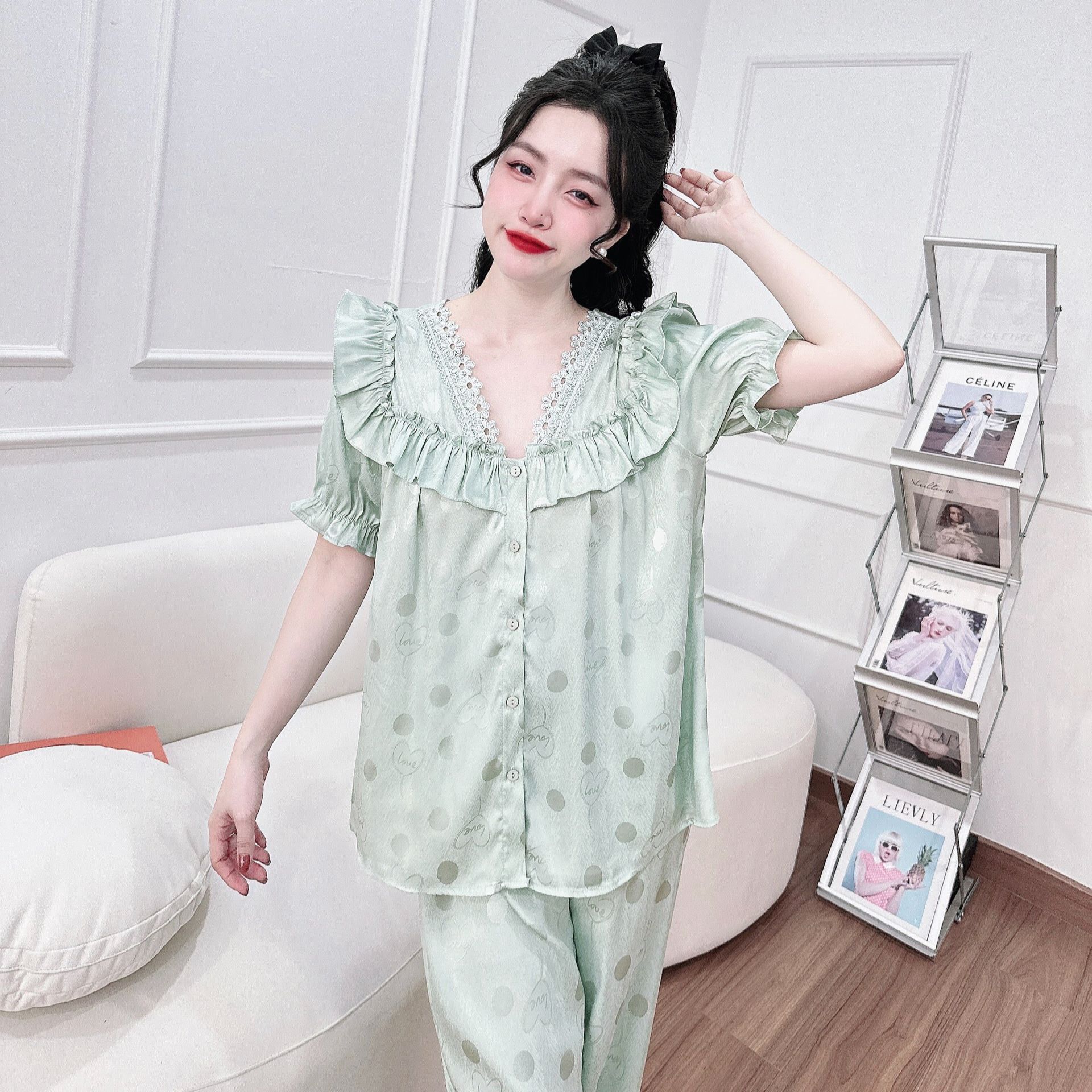 Đồ bộ Bigsize cánh dơi lụa mango cao cấp 60-110kg đồ mặc nhà sang chảnh cho nữ