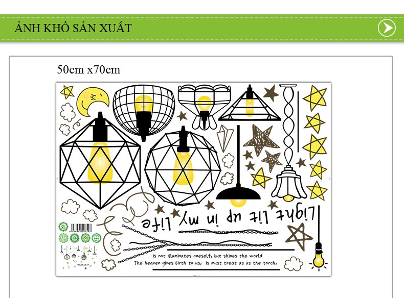 Decal dán tường Đèn trăng vàng