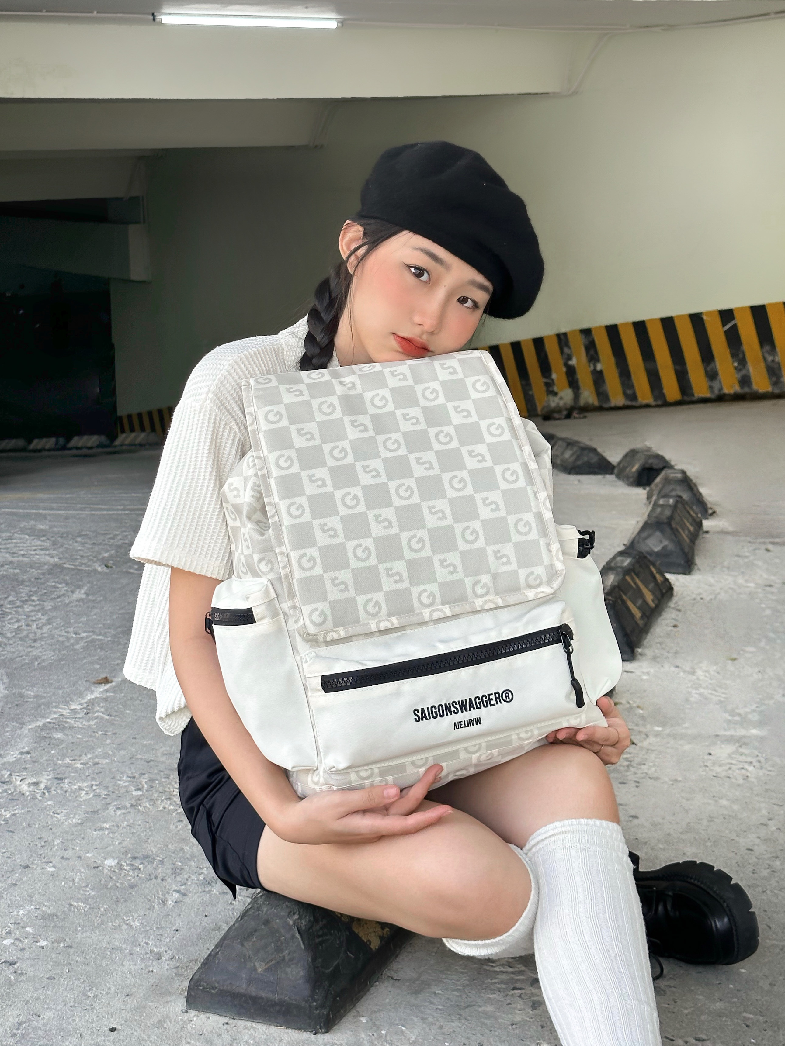 Balo SAIGON SWAGGER Versatile Checked Backpack Ngăn Chống Sốc Lap