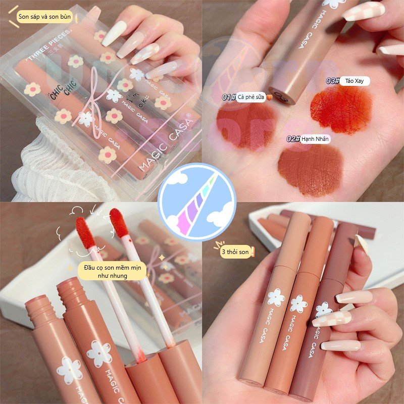 Set 3 son Chic Chic Magic Casa Kapok Mousse Lip Glaze - chichic