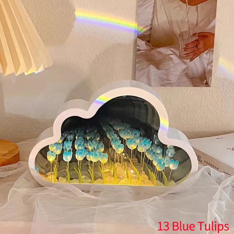 ❈♧ lj8.18 đèn ngủ hình hoa tulip đám mây tráng gương diy dùng làm quà tặng sinh nhật / valentine