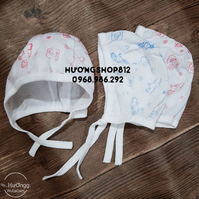 3 chiếc Mũ cotton sơ sinh buộc dây/loại mỏng