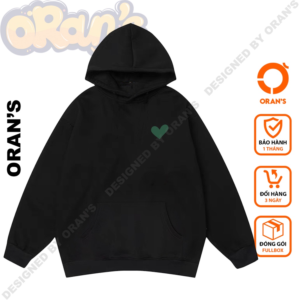 Áo hoodie đôi oran's hình trái tim 03 unisex cho nam nữ oversize chất nỉ cotton lót bông, fullbox - orans basic