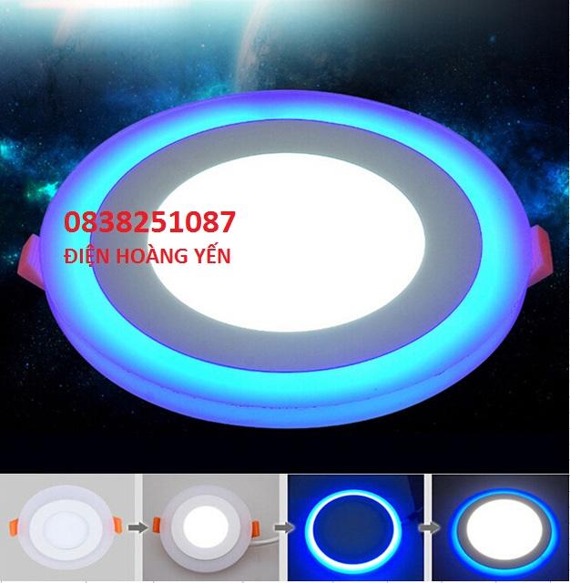 Bộ 5 đèn led âm trần 3 chế độ 6w + 3w viền xanh dương