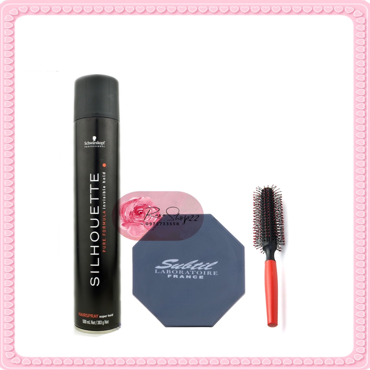 Total - subtil clay combs hair comb + silhouette gel + round balls