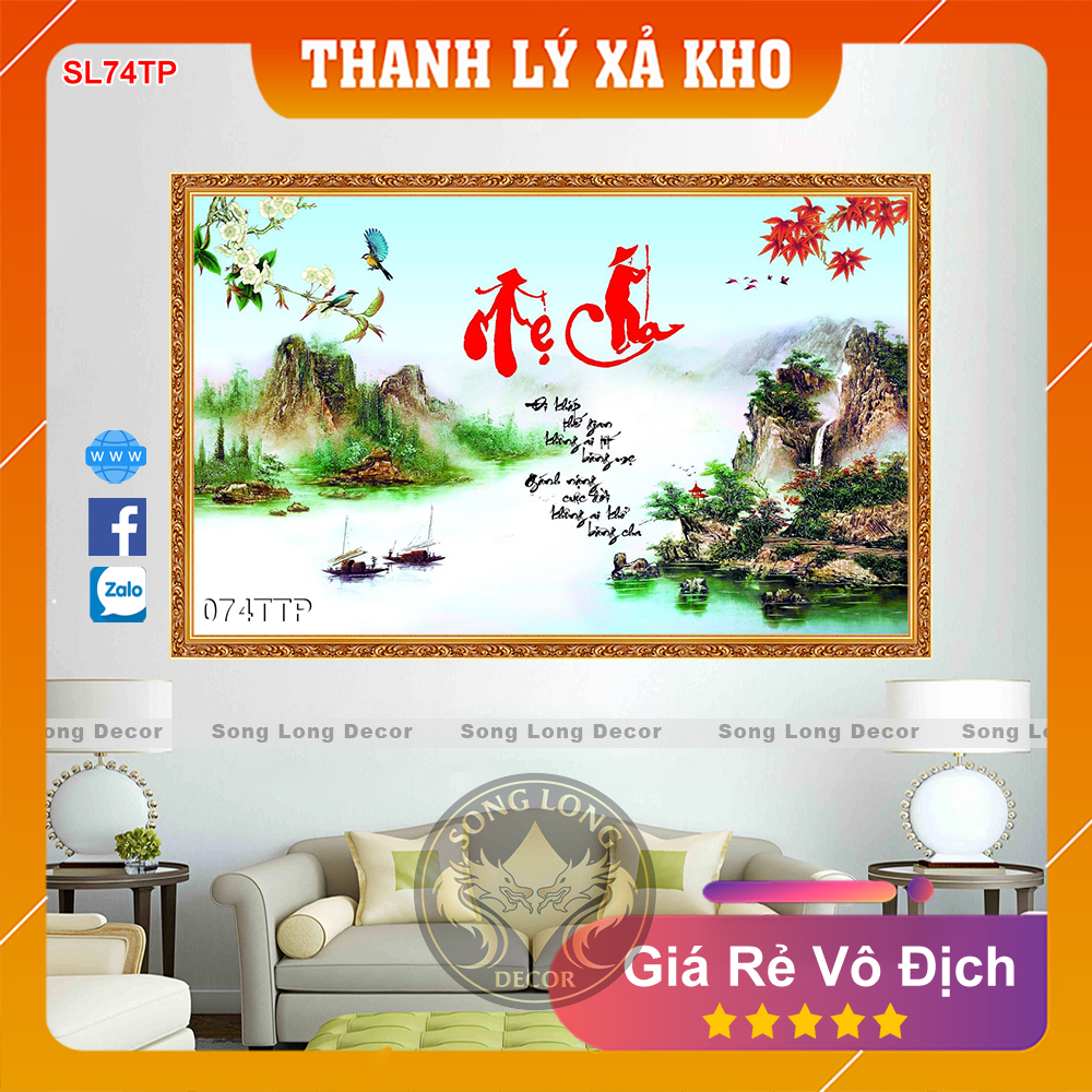 Tranh Dán Tường Chữ Cha Mẹ- SL74TP-Tranh 3d Thư Pháp - Song Long Decor