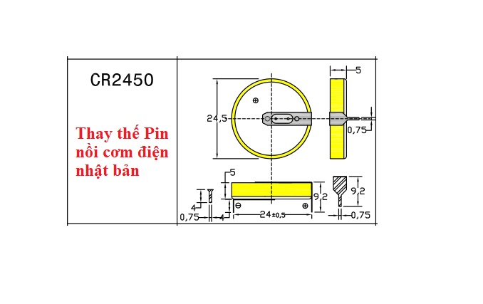 Combo 10 viên Pin liền đế CR2450, 3V (2 chân nằm)