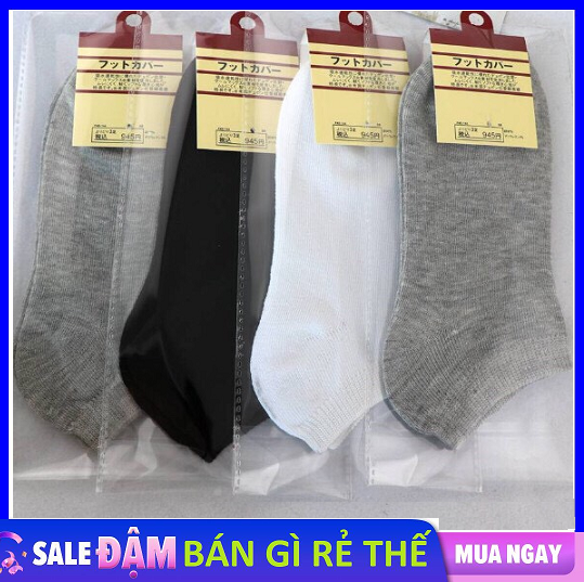 [HCM]Combo 6 Tất Vớ Trơn Cổ Ngắn Nam Nữ (3 Màu)