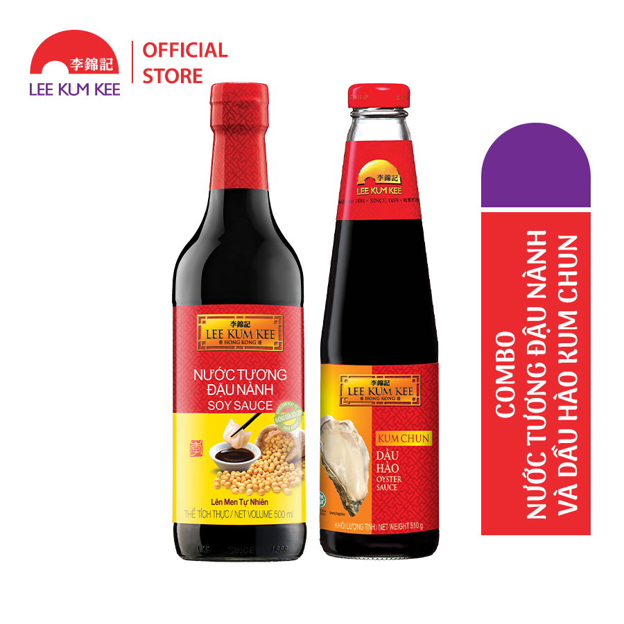 Combo tiện lợi 1 Nước tương Lee Kum Kee Soy Sauce 500 ml và 1 Dầu hào Lee Kum Kee Kum Chun Oyster Sauce 510G
