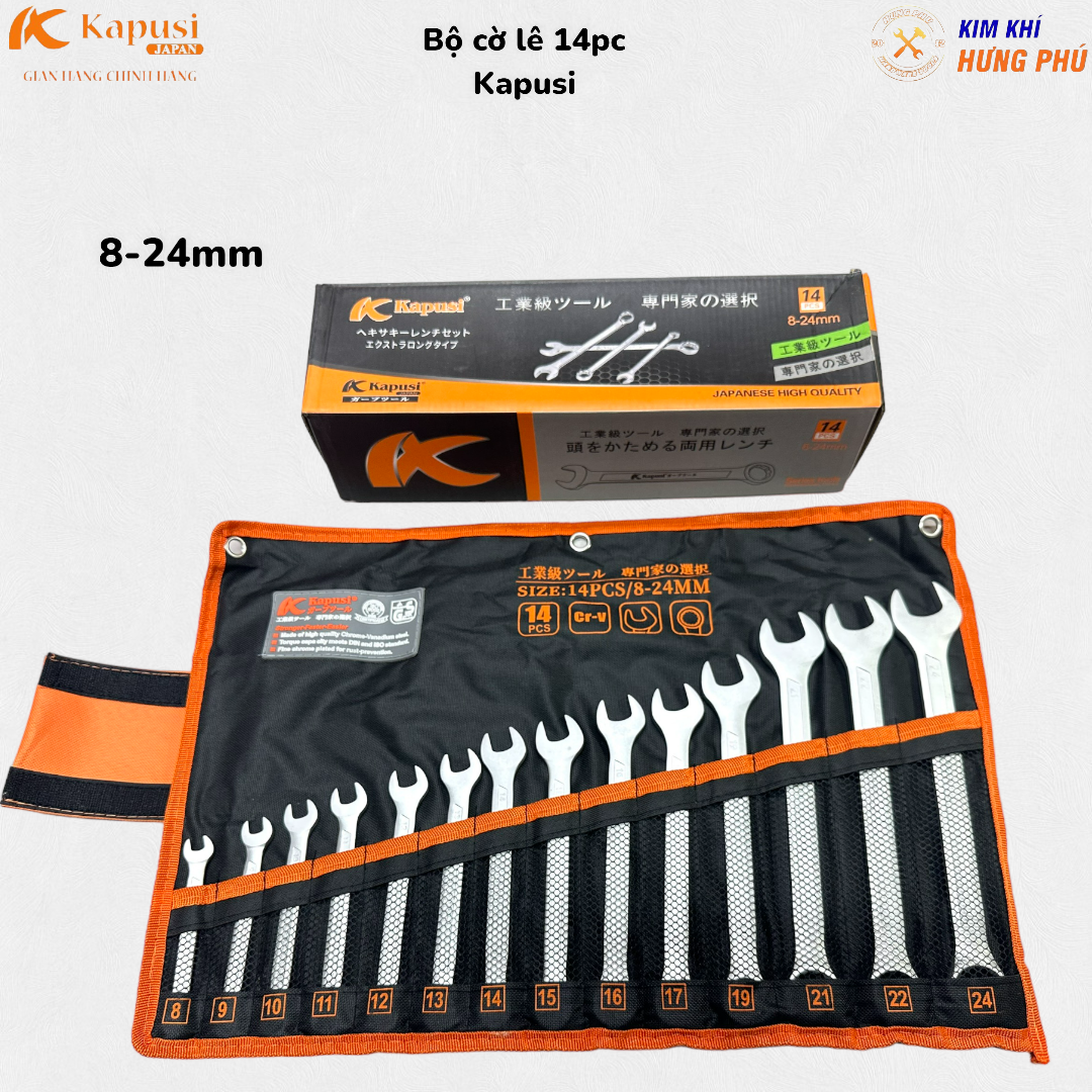 Bộ cờ lê 14 chi tiết 8-24mm & 10-32mm chính hãng kapusi bảo hành 6 tháng