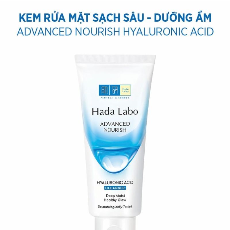 (mẫu mới) Kem rửa mặt dưỡng ẩm tối ưu Hada Labo Advanced Nourish Hyaluron Cleanser (80g)
