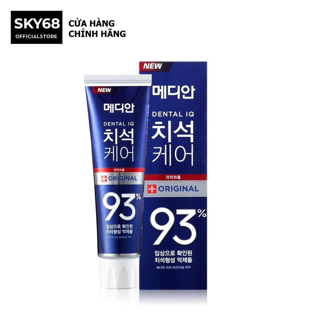 Kem Đánh Răng Giúp Trắng Răng,Sạch Mảng Bám, Chống Sưng Nướu Hương Chanh Median Dental IQ 93% Breath Care 120g-Xanh Biển