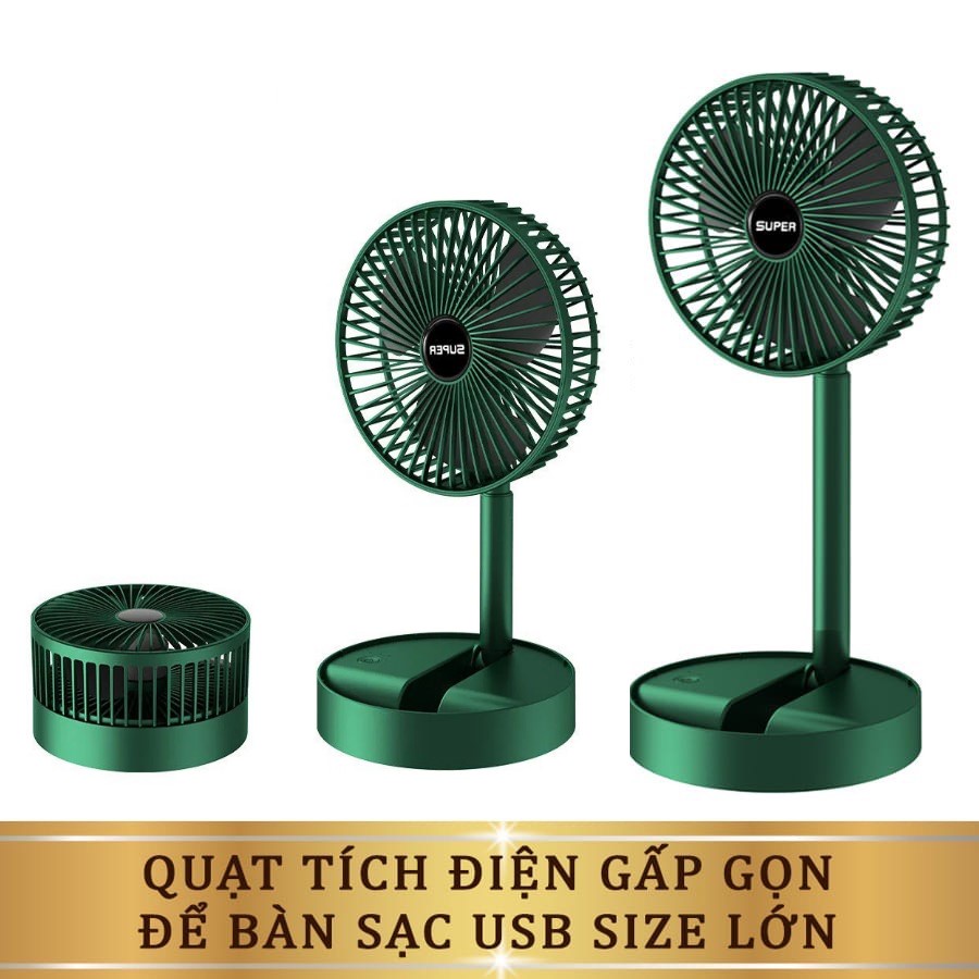 Quạt tích điện, quạt để bàn mini Super, quạt gấp gọn có thể kéo dài 3 tốc độ gió xoay 180 cổng sạc usb tiện dụng, quạt, quạt usb, bàn gấp gọn, quạt để bàn, quạt bàn, quạt mini, quạt cầm tay, quạt mini cầm tay, quạt