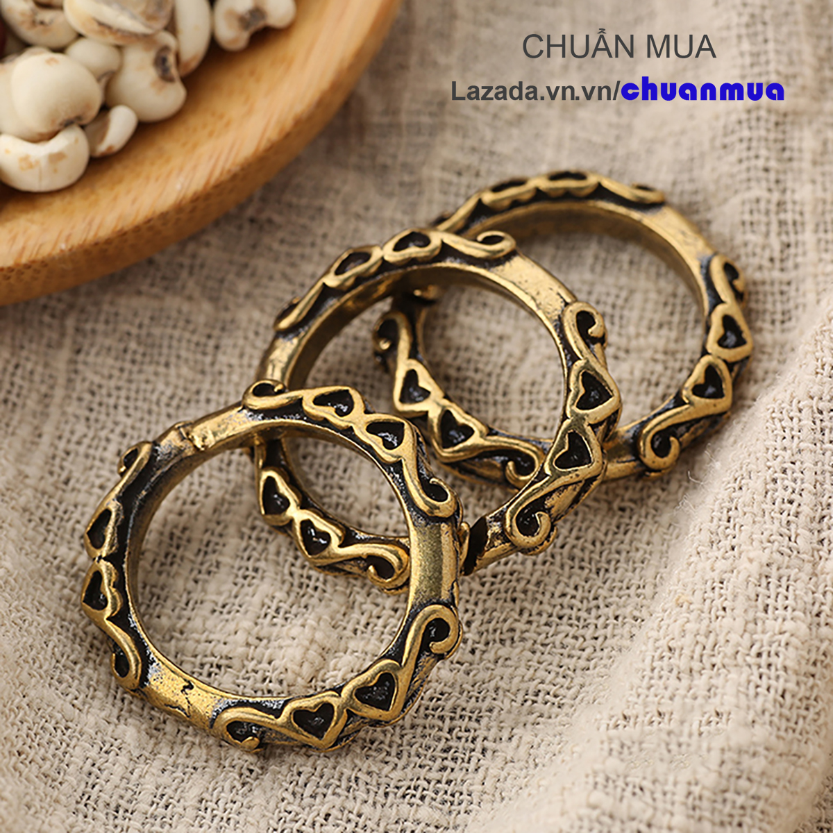 Ancient Chinese Style Bronze Keyring, Key Chain Ring, Men's Ring (24mm, 28mm,...)