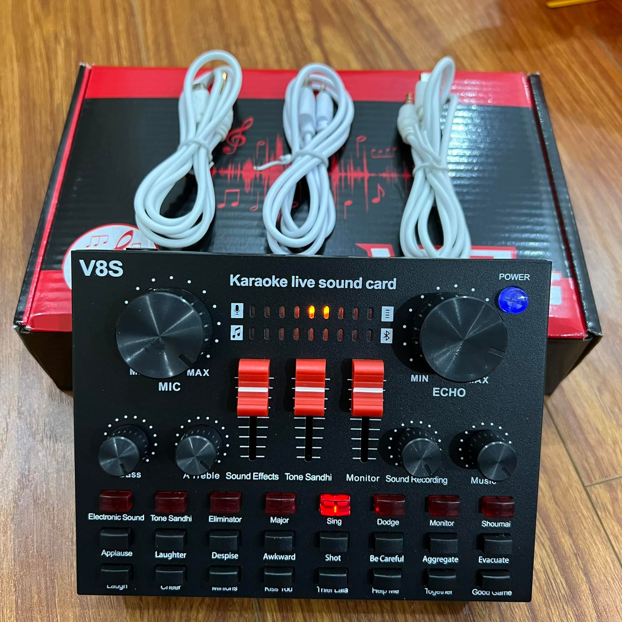 Phiên bản nâng cấp v8 s sound card thu âm online, livestream, hát karaoke v8 v8s - bluetooth pin sạc usb audio interface soundcard auto tune