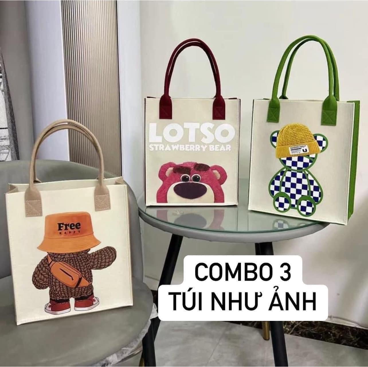 Combo 3 túi xách gấu Disney