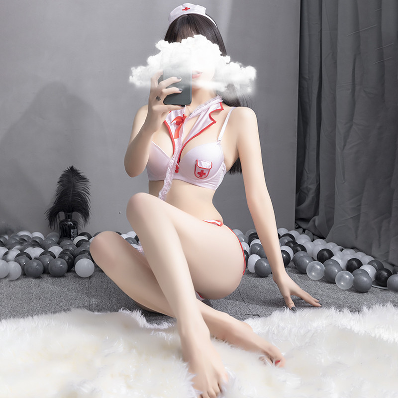 Đồ ngủ Cosplay y tá cúp ngực hồng