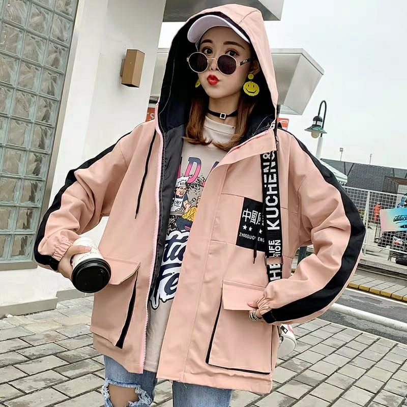 HCMÁo khoác dù nữ Hải Đăng túi hộp 2 lớp lót màu đen thời trang cá tính
