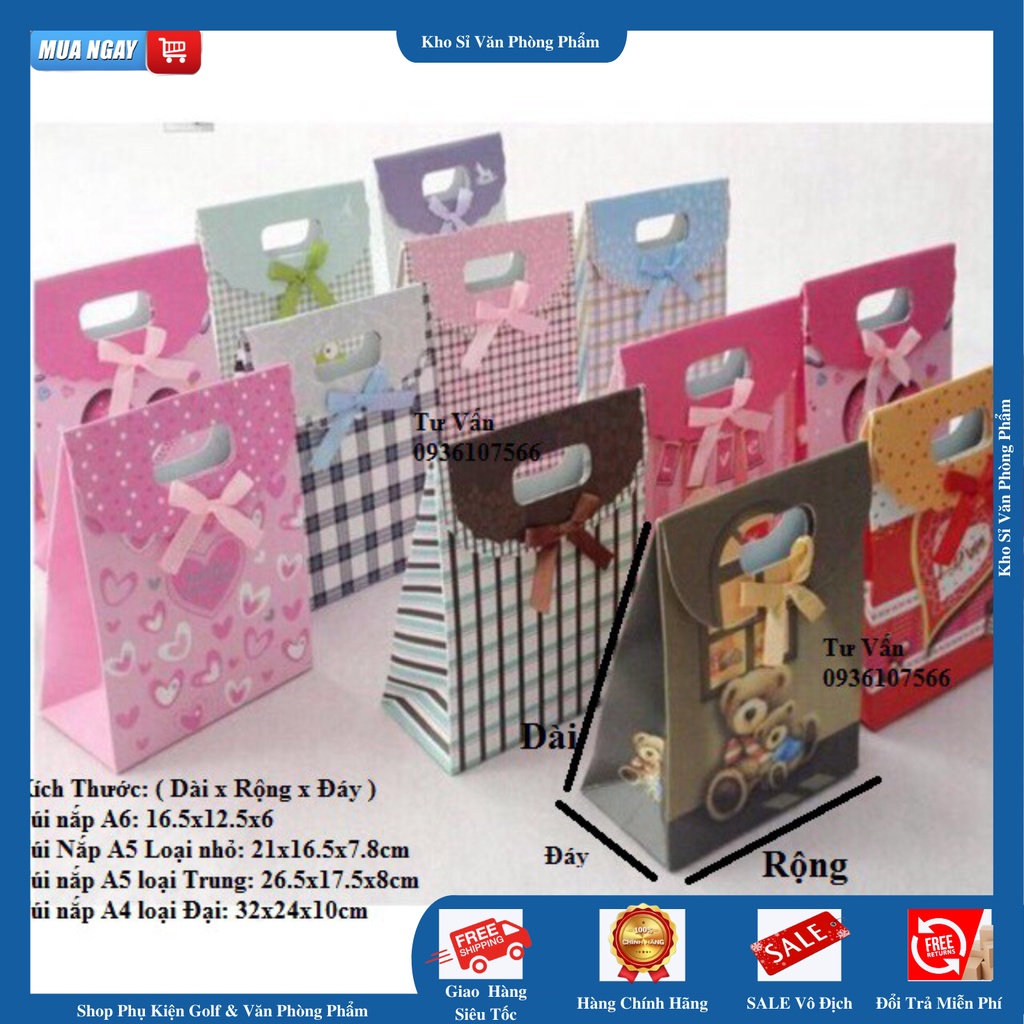 Túi giấy đựng quà có nắp - CAO CẤP - ĐỦ SIZE - 1 Cái