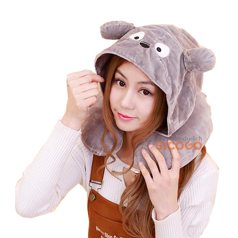[HCM]Gối cổ có nón du lịch Sicogo (lông nhung)