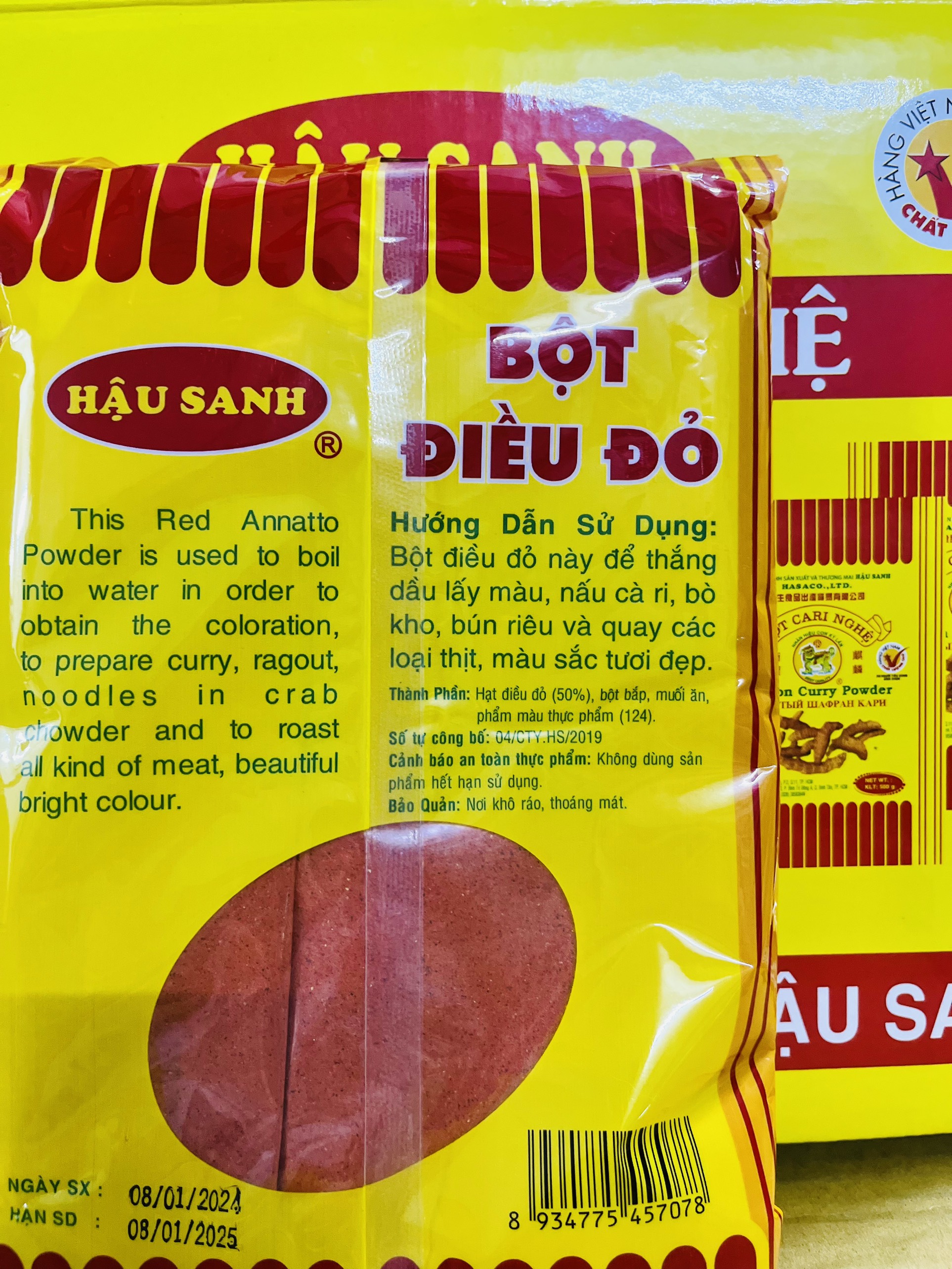 Bột cà ri nghệ/Bột điều đỏ Hậu Sanh gói (500g)