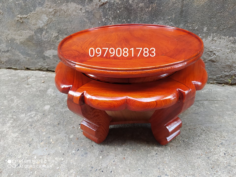 Kỷ tròn gỗ hương đá (mặt 30cm, cao 20cm)