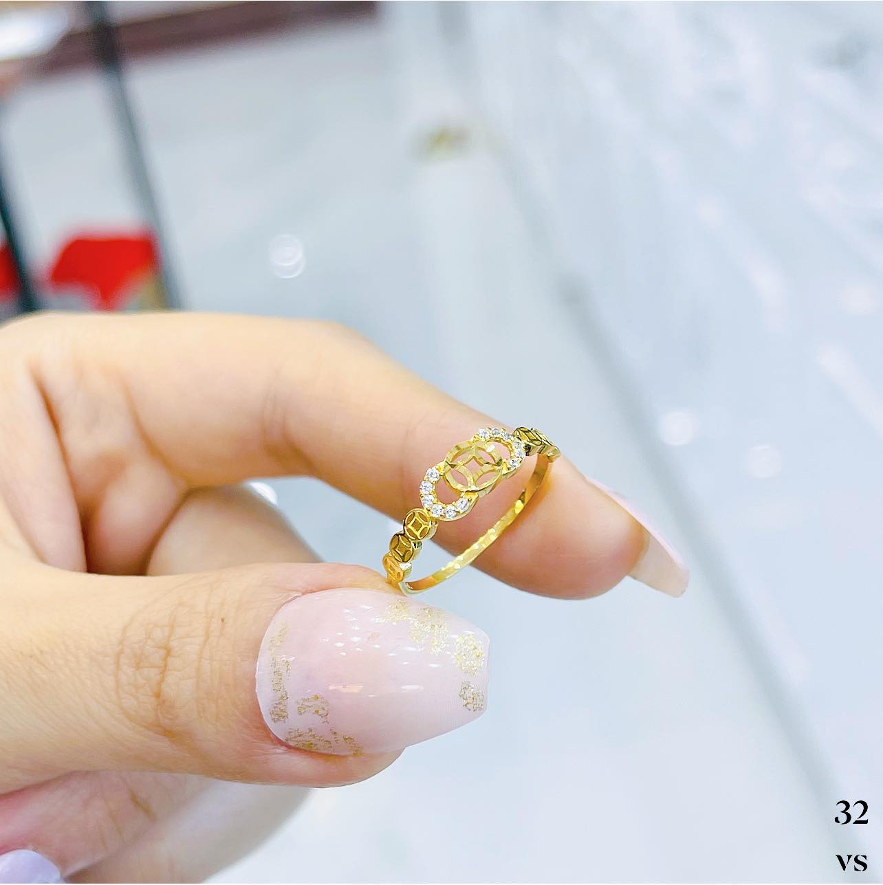 Nhẫn nữ vàng tây mặt kim tiền MS32e