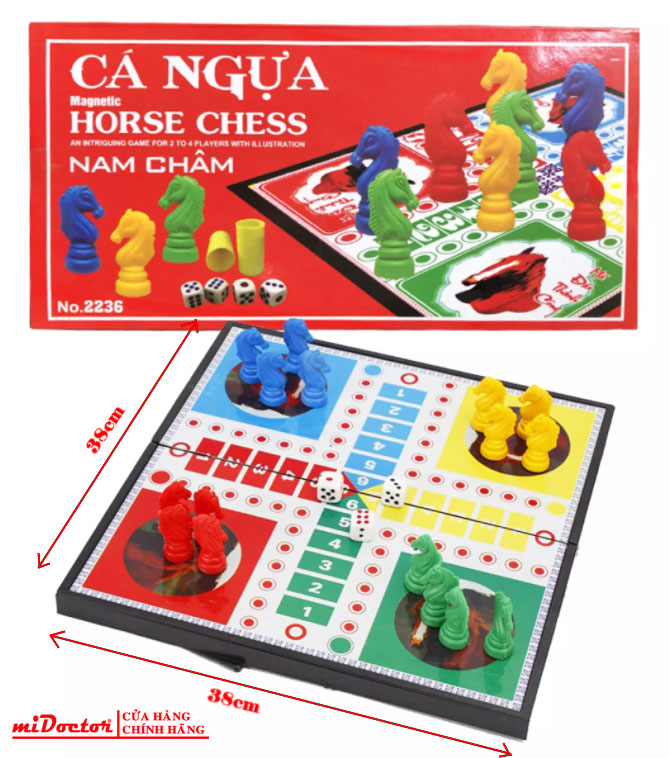 Bộ Cờ Cá Ngựa miDoctor, Cờ Cá Ngựa Nam Châm, Chính Hãng An Toàn Vui Nhộn Cho Bé