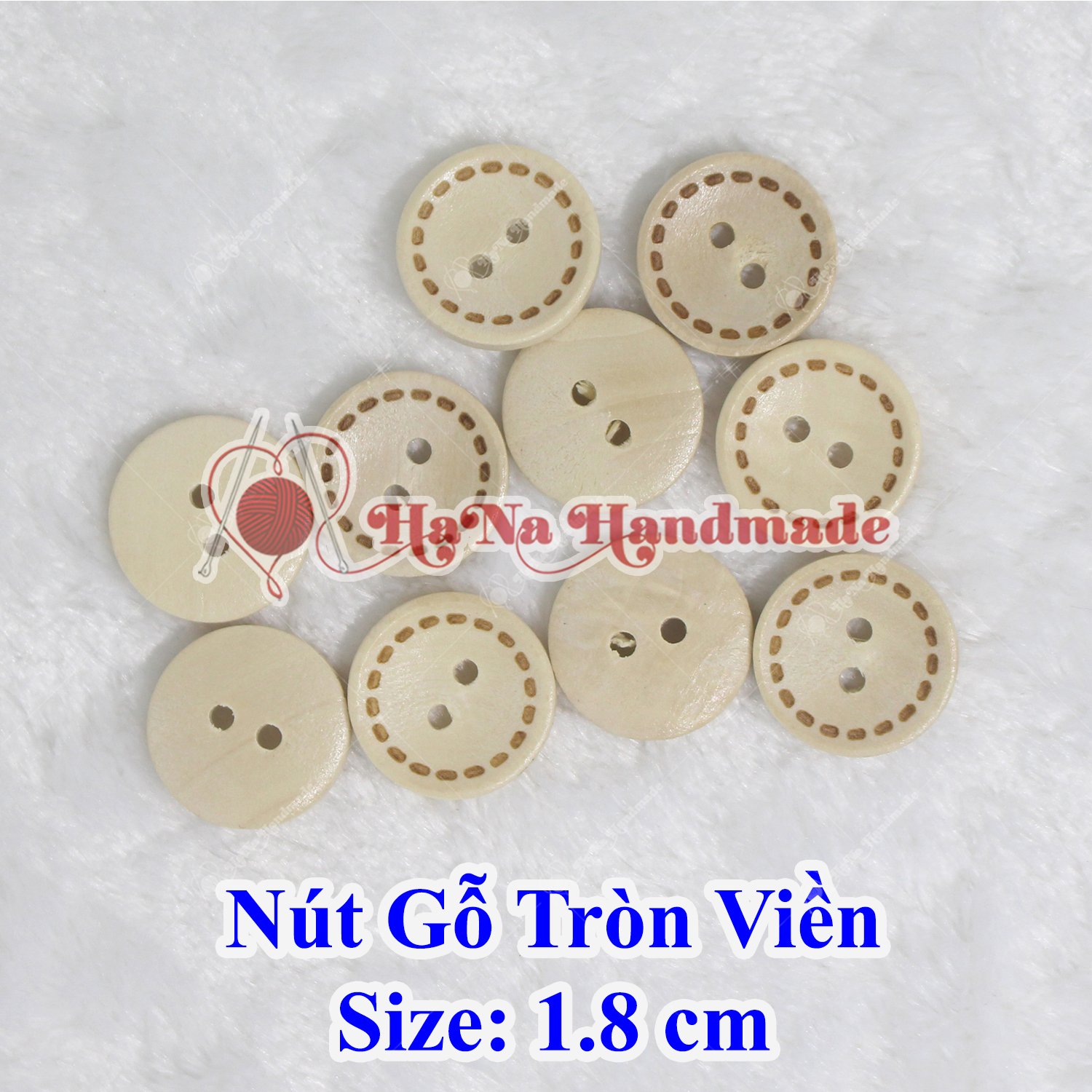 Nút gỗ tròn viền nâu kem