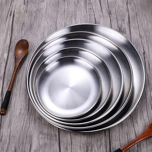 Đĩa inox tròn hàn quốc - inox 304 cao cấp màu bạc