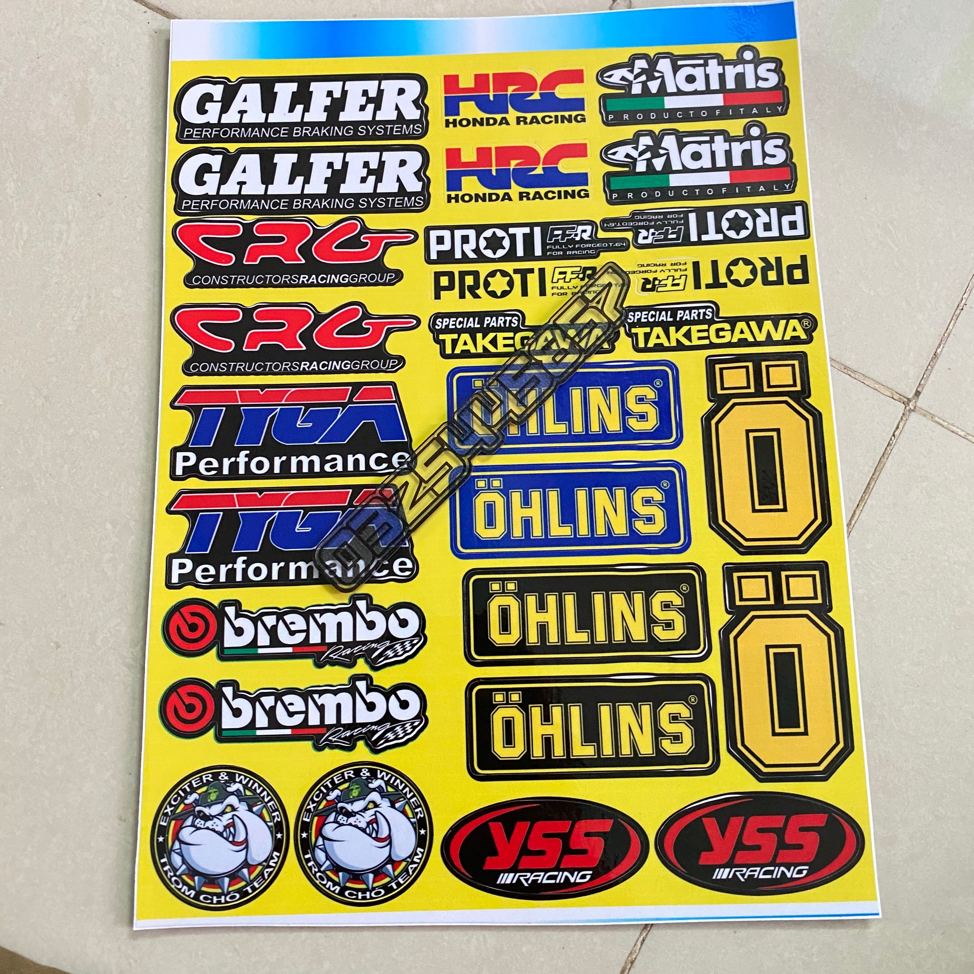 Logo Sticker giấy vàng dán trang trí xe máy