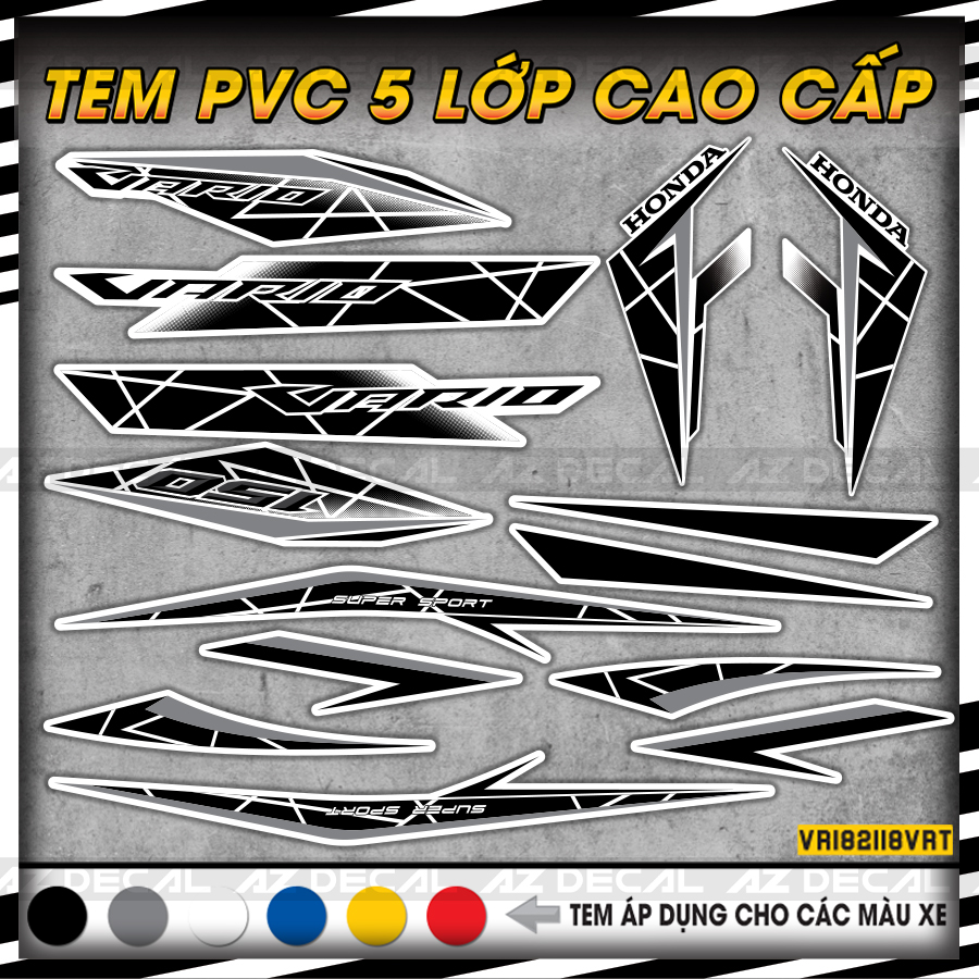 Tem Rời Xe Vario 150 Họa Tiết 3D | VR182118 | Decal Chế Chất Liệu PVC Chống Thấm Chống Bay Màu - Azdecal