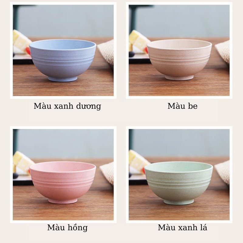 Bộ 4 chén ăn cơm nhựa lúa mạch, bát nhỏ đựng thức ăn đẹp