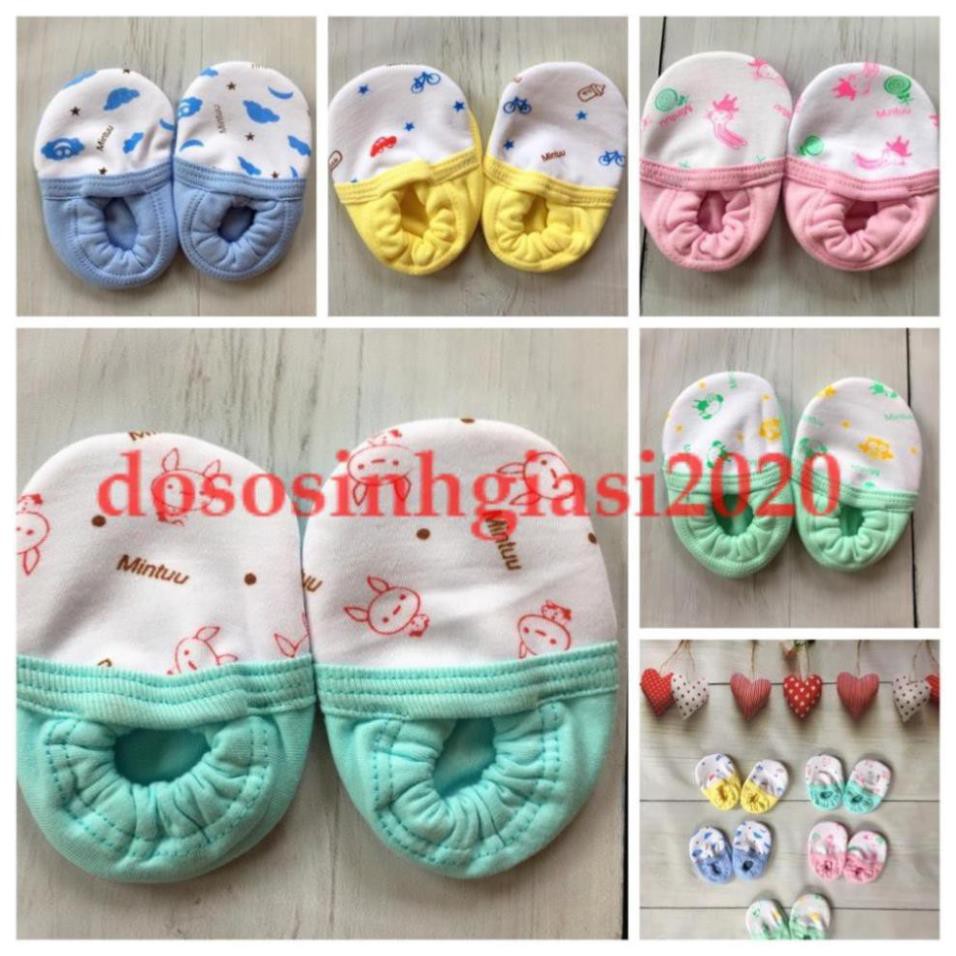 [HCM]SET 3 ĐÔI GIÀY VẢI MINTU CHO BÉ SƠ SINH 0-6 THÁNG