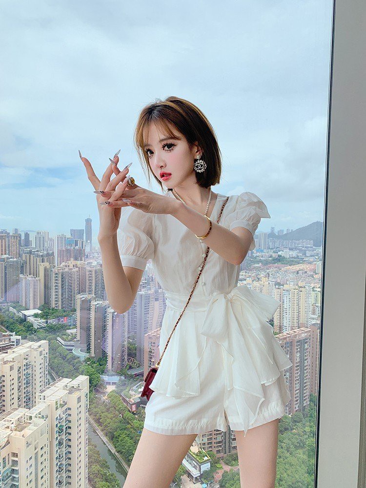 SÉT BỘ SƠ MI CỔ TIM CỘT EO CAO CẤP